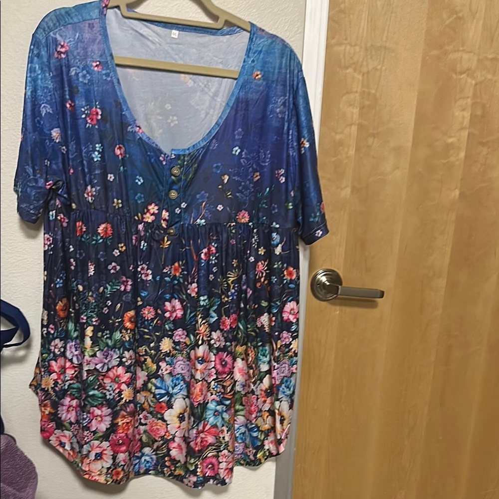 Floral Blue Women's Top